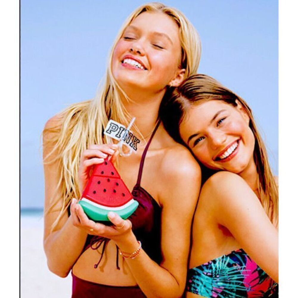 BRAND NEW Victoria's Secret PINK Watermelon Cup & Silly straw DRINK BEACH PICNIC